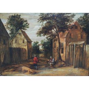 David II Teniers (1610-1690) (attributed To) - Village Scene With A Pig