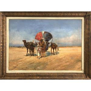 M.argelés (19th Century) - The Caravan In The Desert 1898