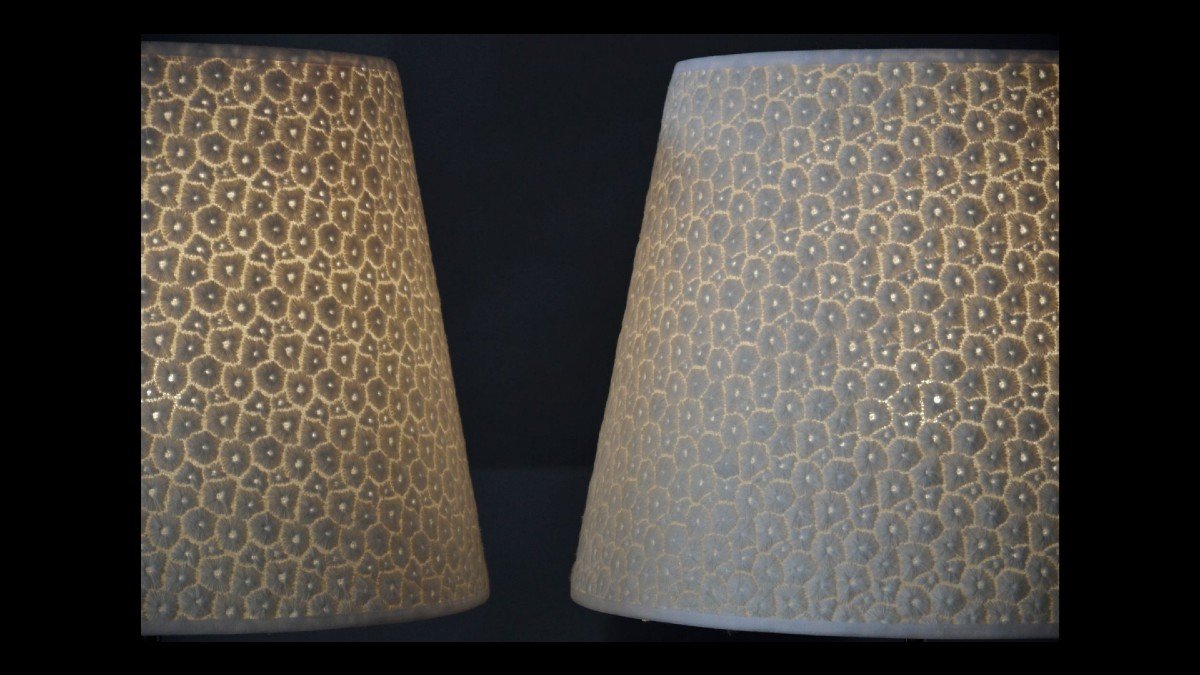 Pair Of Large Lamps In Chromed Metal And "augmented" Fabric-photo-3