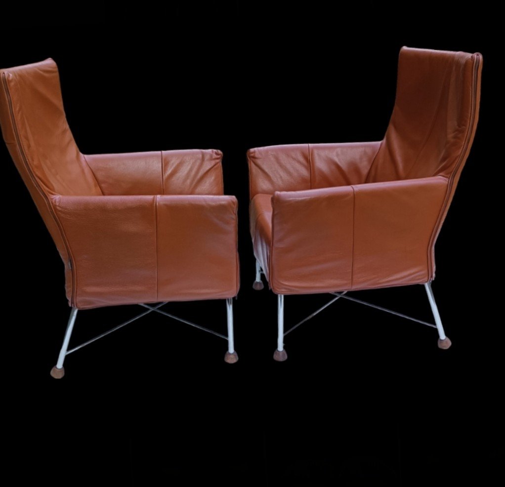 Pair Of "charly" Armchairs By Gérard Van Der Berg-photo-4