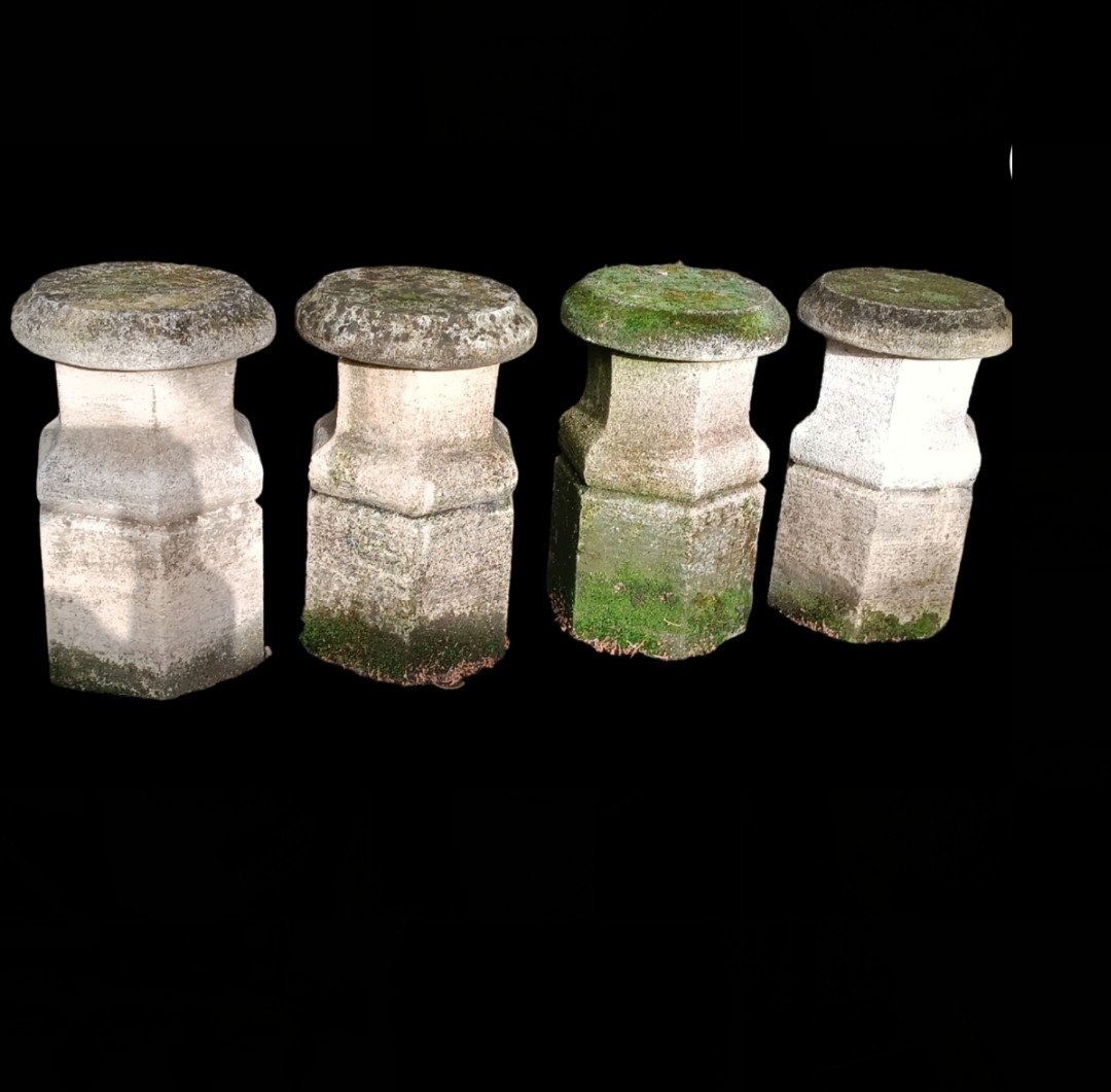 Suite Of 4 Gothic Stone Columns