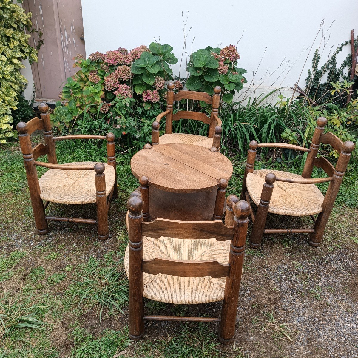 Table And 4 Armchairs Charles Dudouyt 1940-photo-2