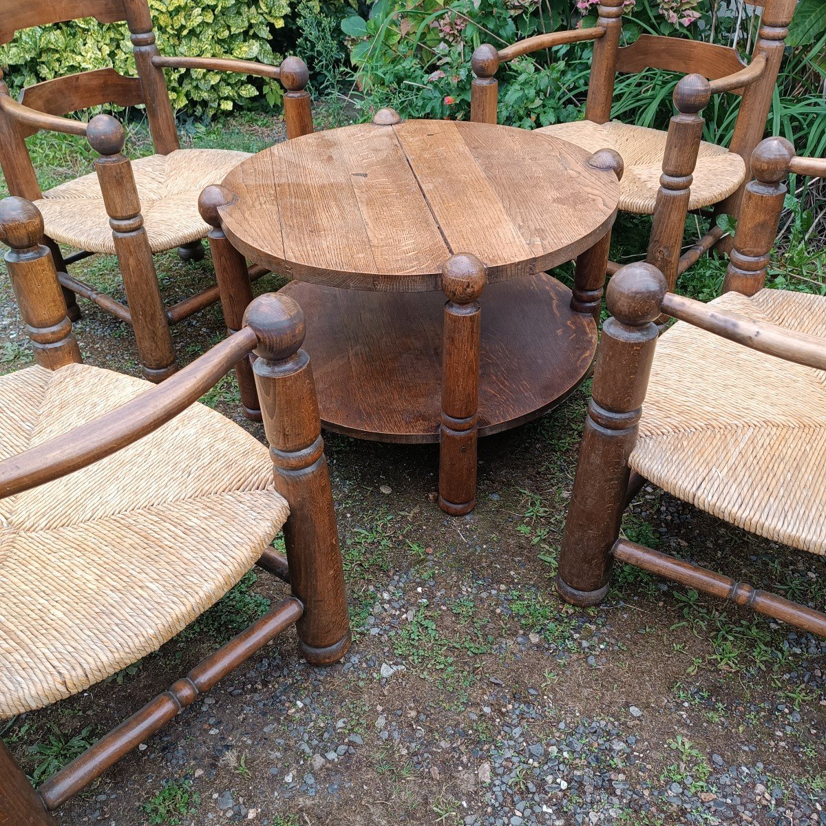 Table And 4 Armchairs Charles Dudouyt 1940-photo-4