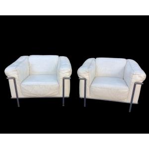 Pair Of Lc3 Le Corbusier Charlotte Perriand Armchairs 