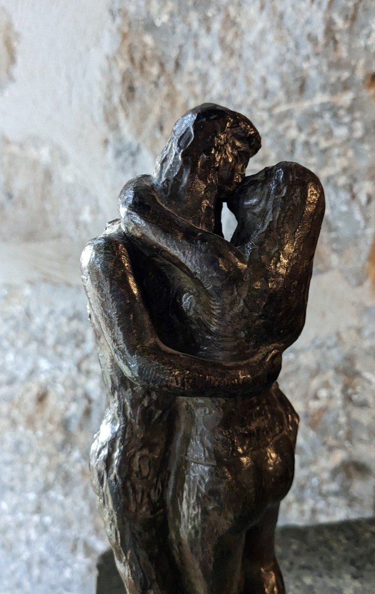 Lucien Gibert(1904-1988)  Couple Amoureux, Le Baiser, Bronze Signé,  Cachet Fondeur-photo-2