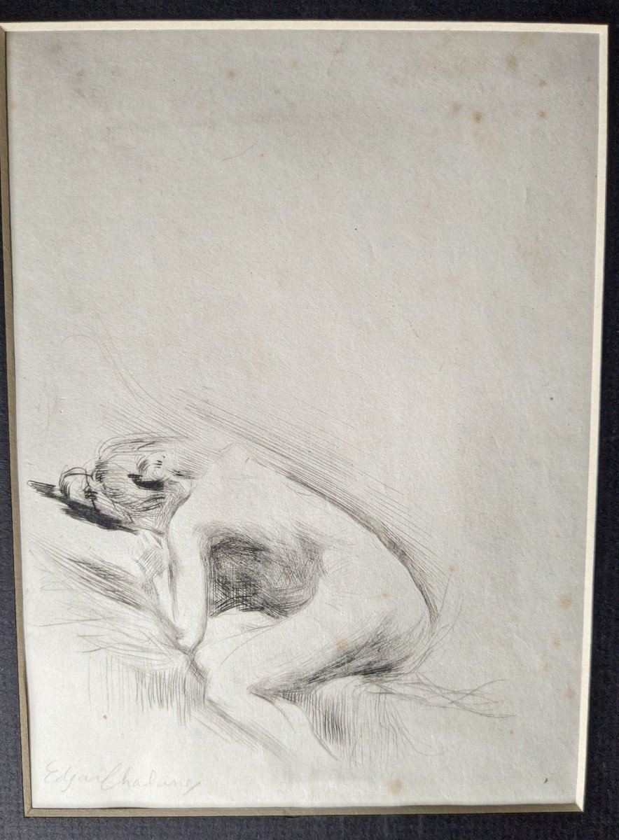 Edgard Chahine 1874 - 1947 Reclining Nude Etching