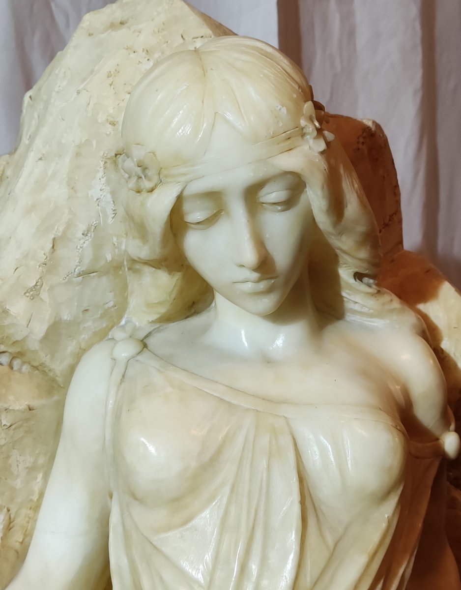 Large White Marble Sculpture, Allegory Of Spring, Late 19th-photo-2