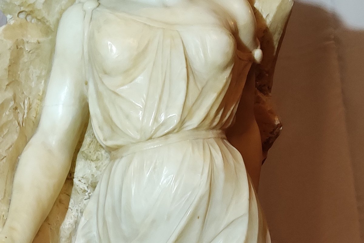 Large White Marble Sculpture, Allegory Of Spring, Late 19th-photo-3