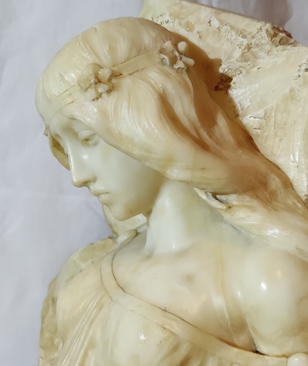 Large White Marble Sculpture, Allegory Of Spring, Late 19th-photo-3