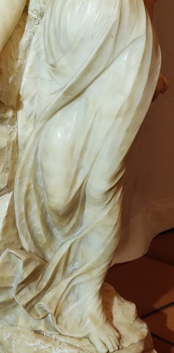 Large White Marble Sculpture, Allegory Of Spring, Late 19th-photo-6