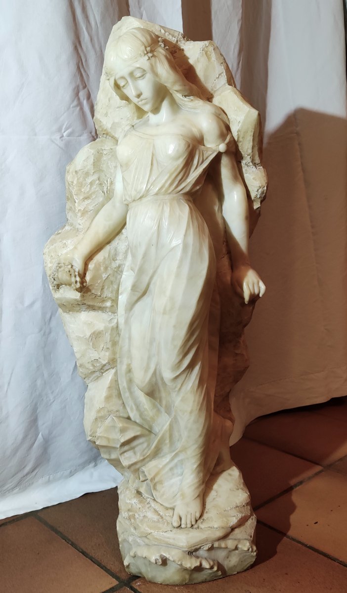 Large White Marble Sculpture, Allegory Of Spring, Late 19th