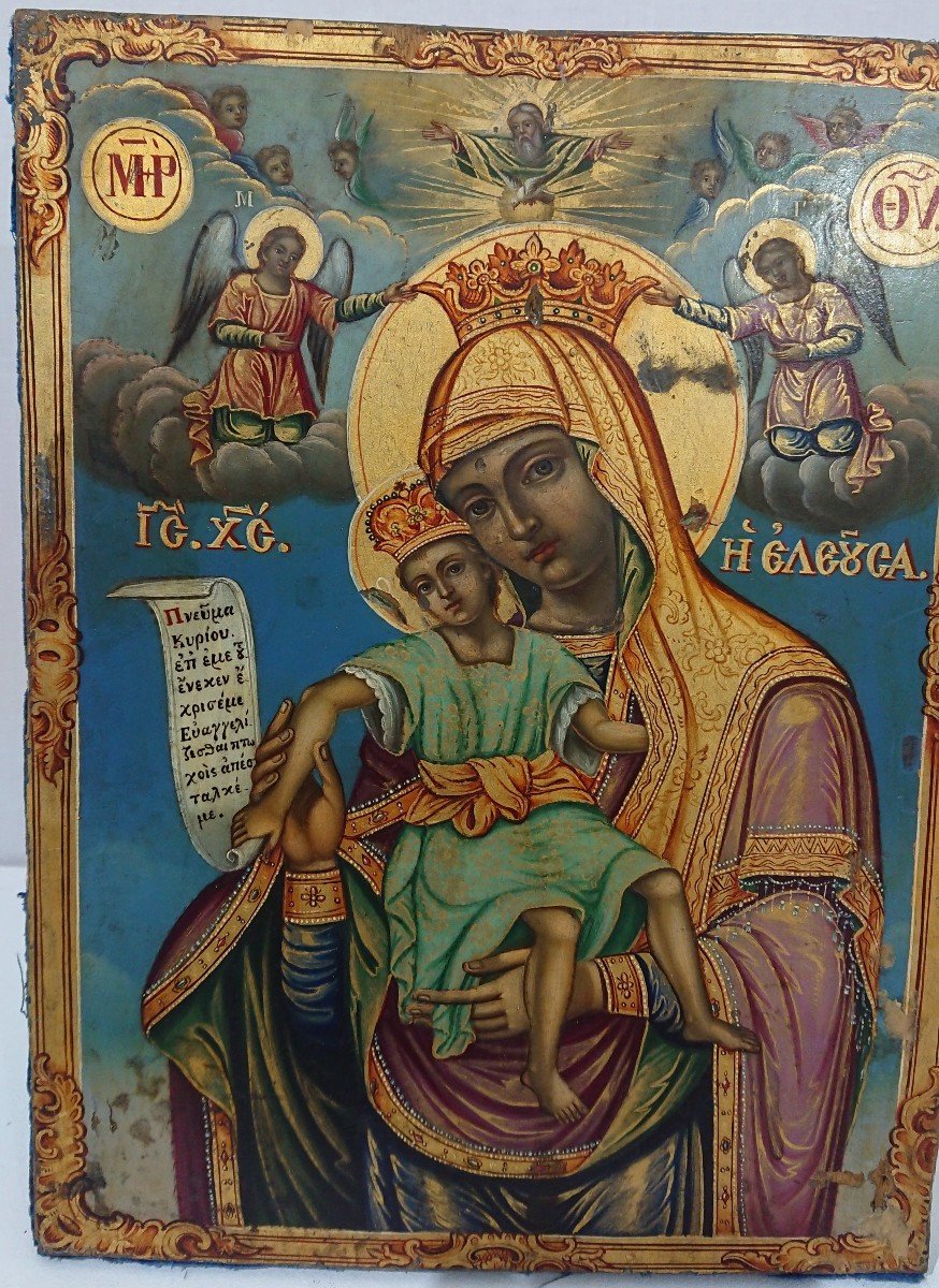 Beautiful Icon Madonna And Child Eleousa Oklad Silver-photo-5