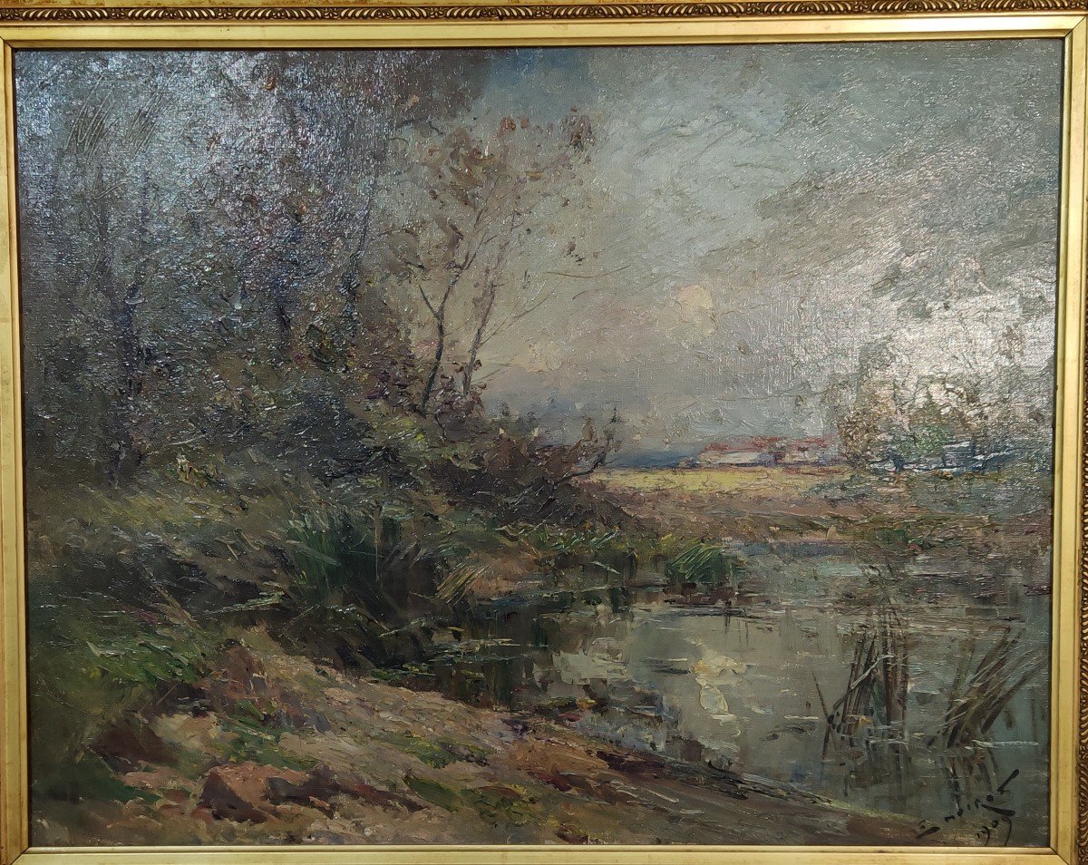 Emile Noirot (1853-1924) Landscape Near Roanne Dated On The Reverse 1909-photo-3