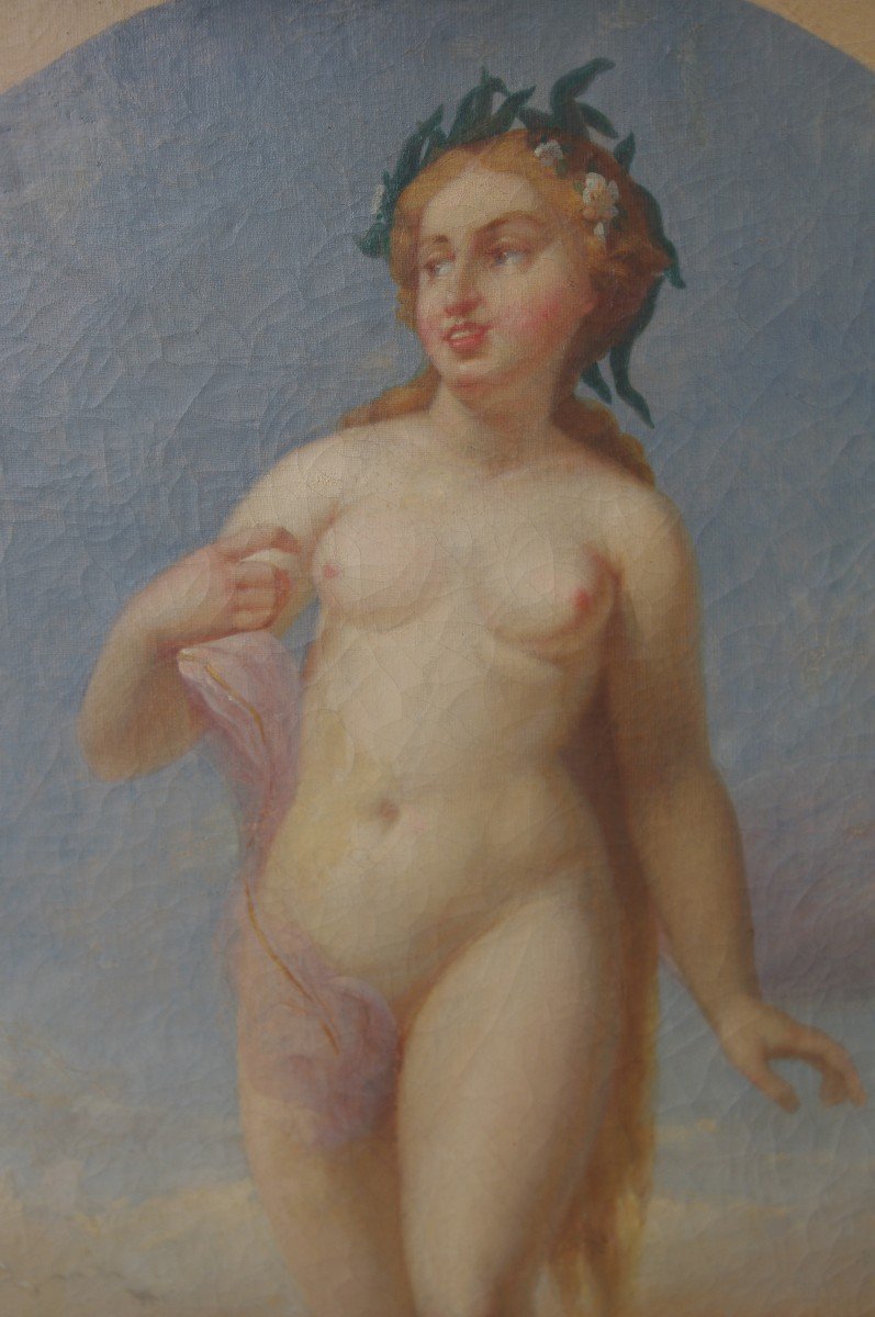 Nymph, Close To Jacques Antoine Vallin, Late 18th, Oil On Canvas-photo-2