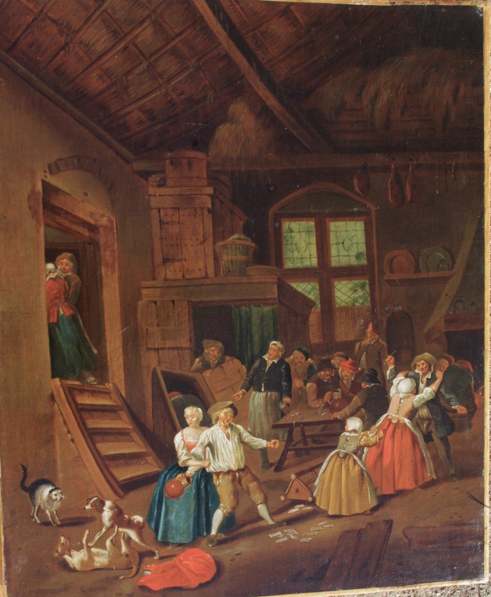 Flemish School Late 18th Deb 19th Scene In A Tavern