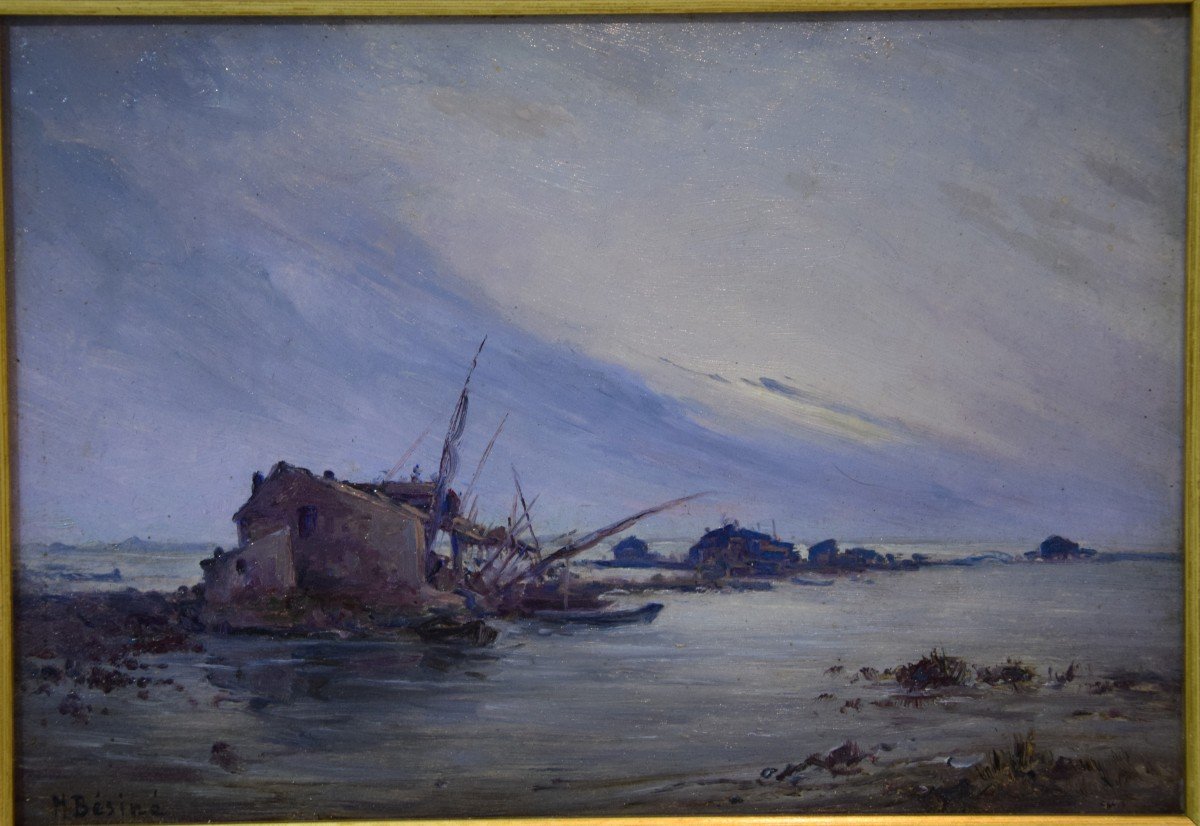 Henri Bésiné,, The Leucate Pond, Oil-photo-2