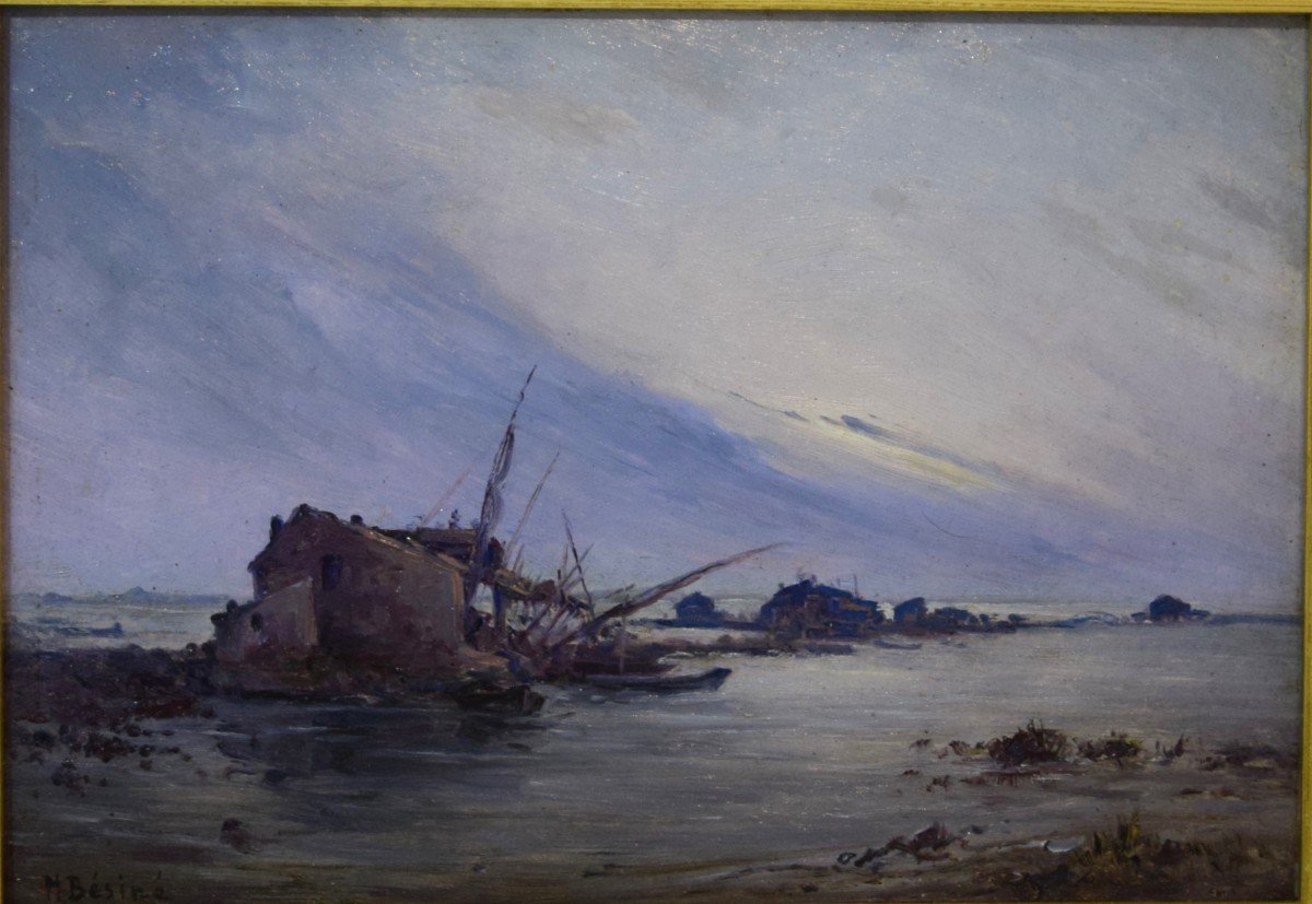 Henri Bésiné,, The Leucate Pond, Oil