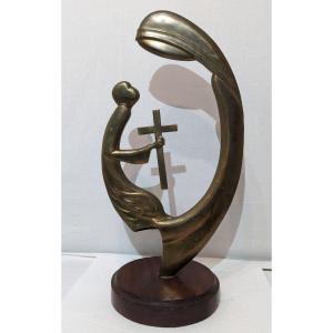 Fernand Brassac (1910-1990). Dialogue, Bronze Around 1960, Aveyron Villefranche De Rouergue