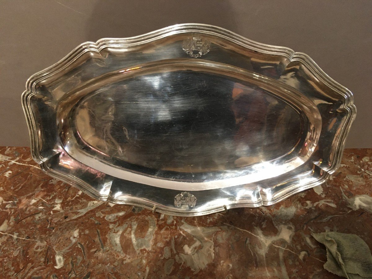 Large Oval Dish In Sterling Silver 1st Half Of The 19th Century-photo-2