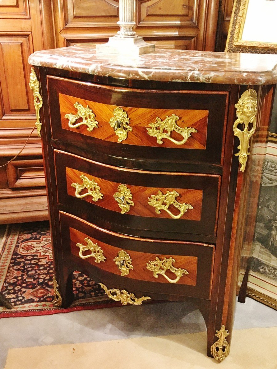 Rare And Elegant Small Commode Stamped Jean-charles Ellaume From The 18th Century-photo-2