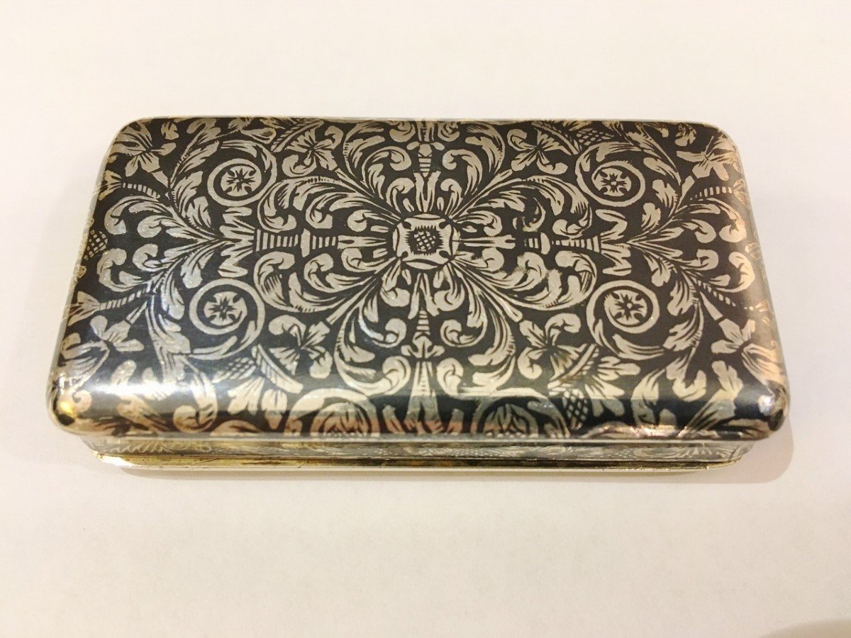 Very Beautiful Snuff Box In Niellé Silver View Of The Kremlin Early 19th Century-photo-3