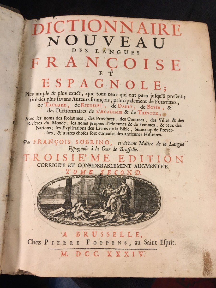 Very Rare Book Diccionario Nuevo De Las Lenguas Espagnea Y Francesa 1734-photo-3