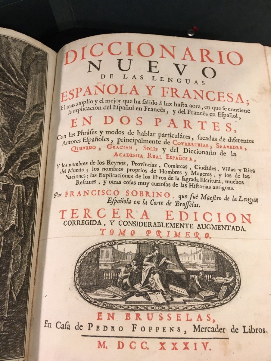 Very Rare Book Diccionario Nuevo De Las Lenguas Espagnea Y Francesa 1734-photo-4