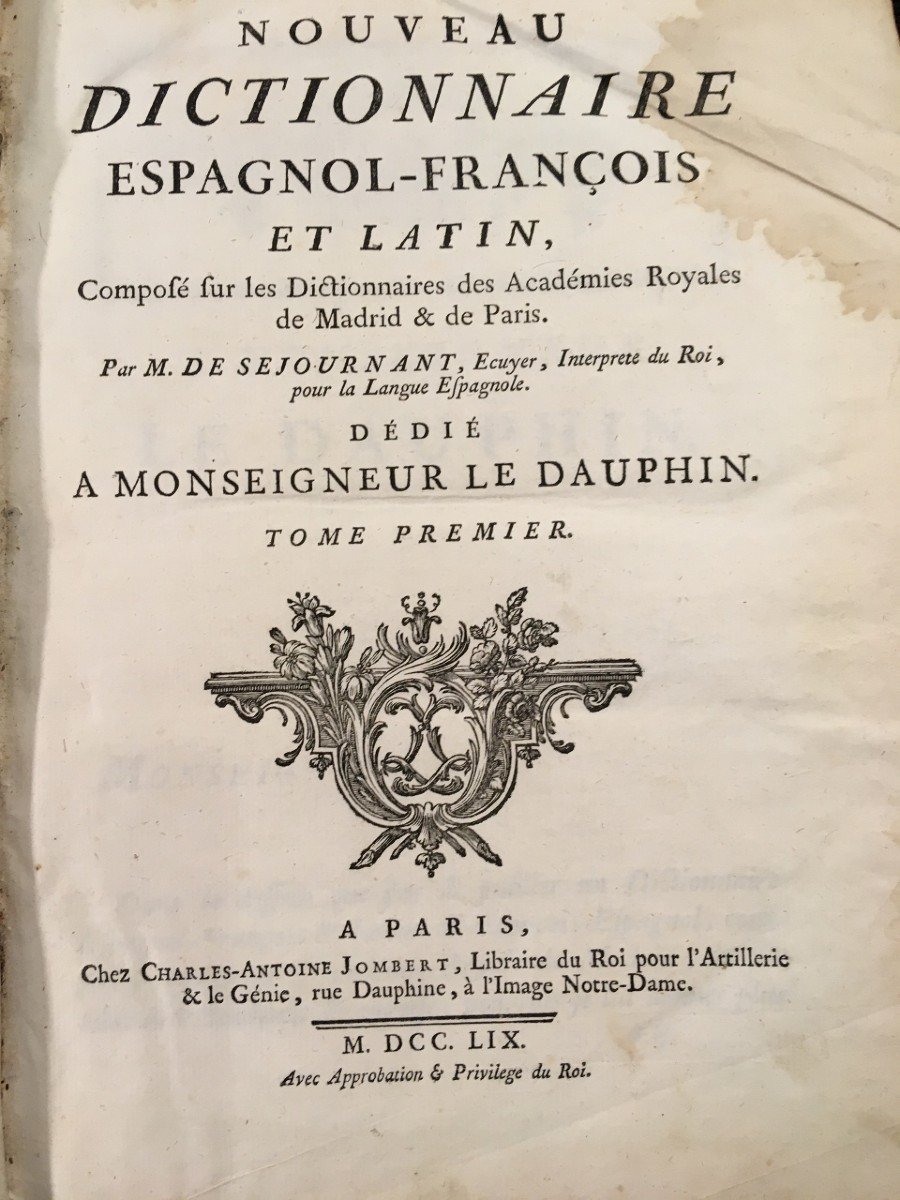 Rare Book New Spanish-french And Latin Dictionary 1759-photo-3