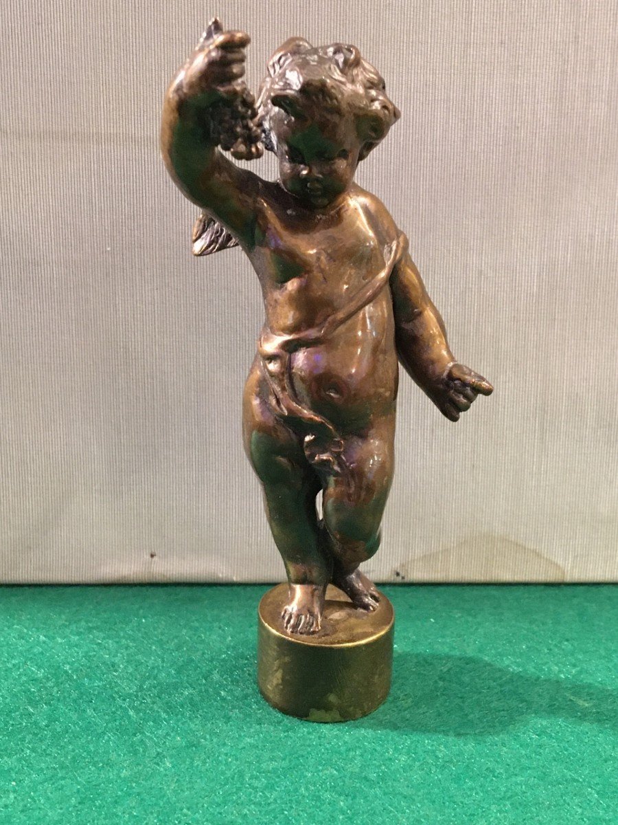 Sceau Cachet En Bronze Putti à La Grappe De Raisin XIXéme-photo-2