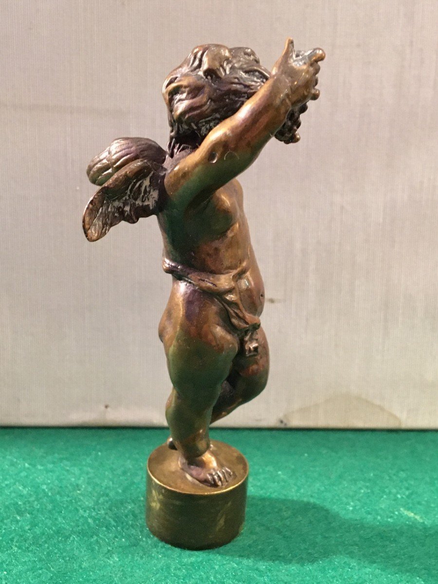 Sceau Cachet En Bronze Putti à La Grappe De Raisin XIXéme-photo-2