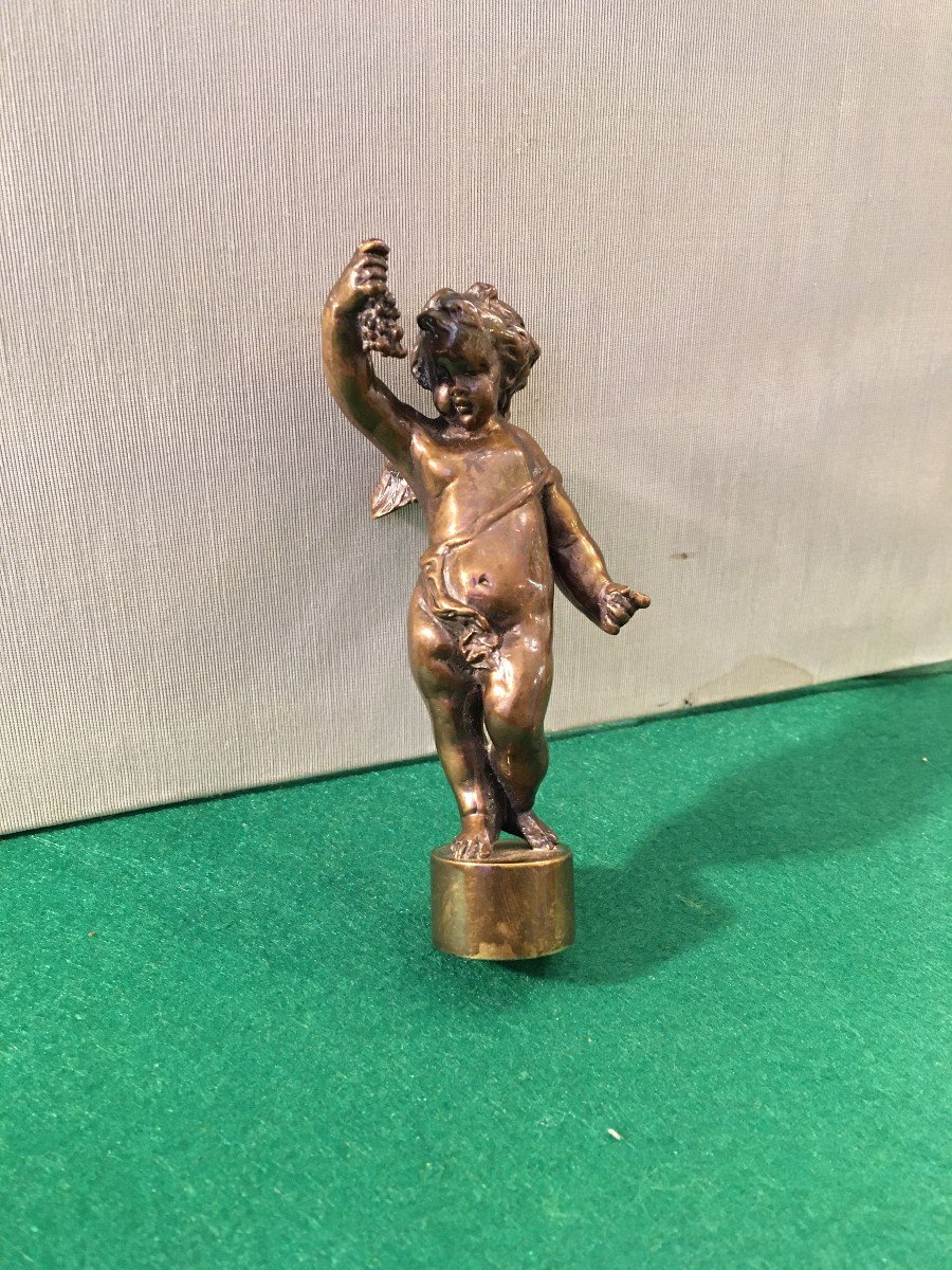 Sceau Cachet En Bronze Putti à La Grappe De Raisin XIXéme