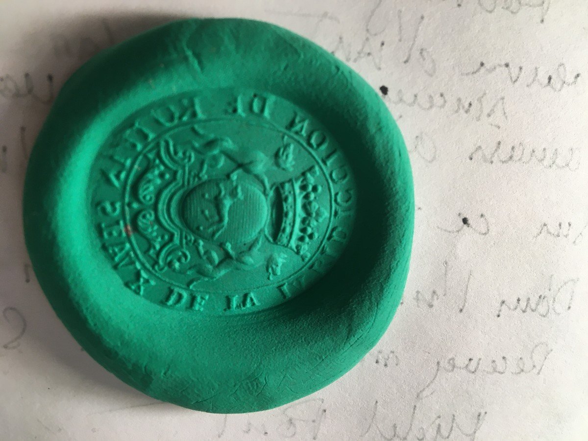 Important Seal Stamp Marquis Coat Of Arms Bronze Matrix -photo-2