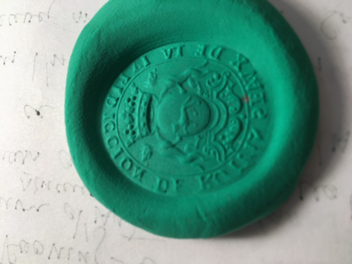 Important Seal Stamp Marquis Coat Of Arms Bronze Matrix -photo-3