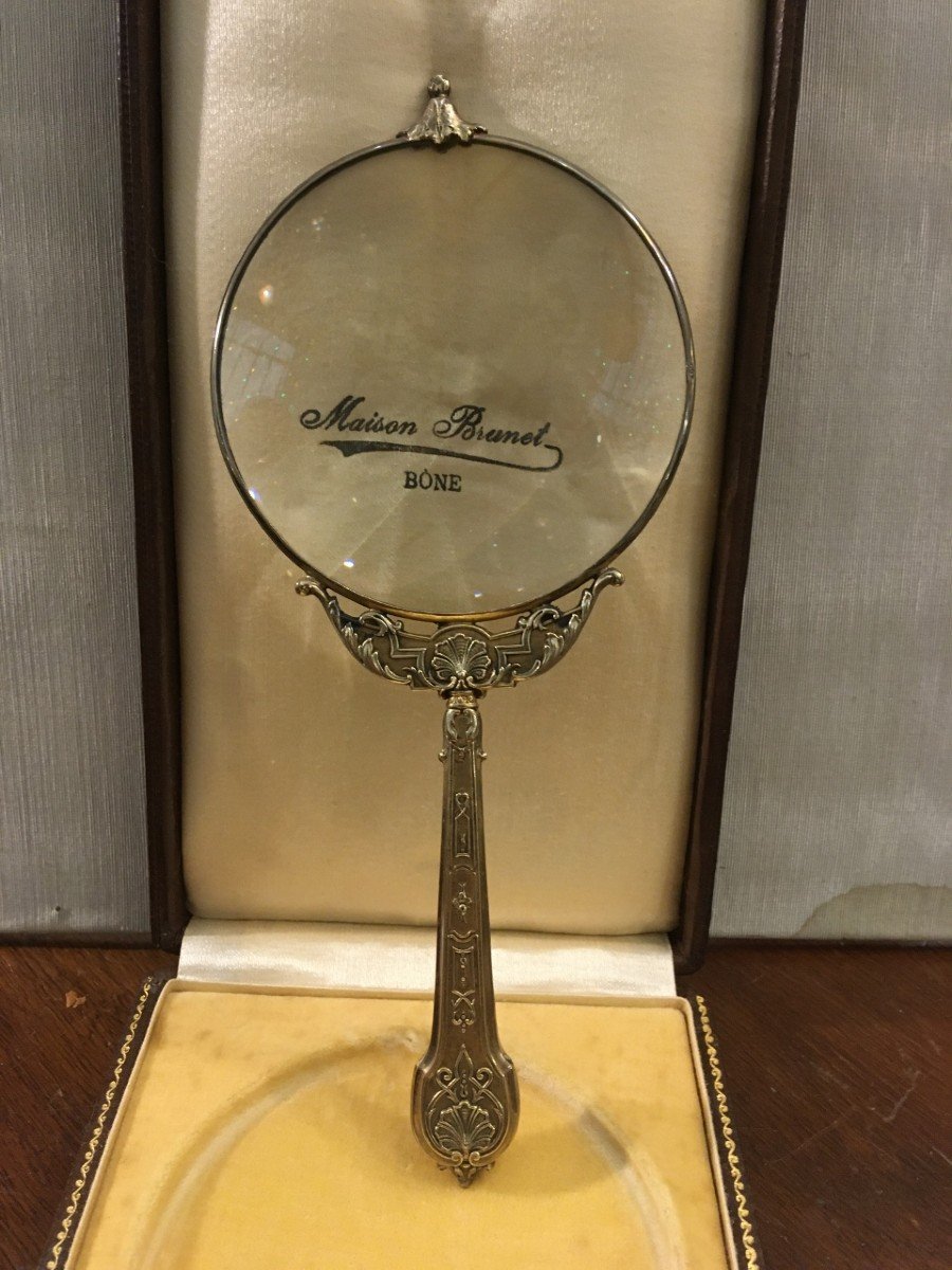 Beautiful Silver Vermeil Magnifying Glass, Regency Style, Early 20th Century-photo-2