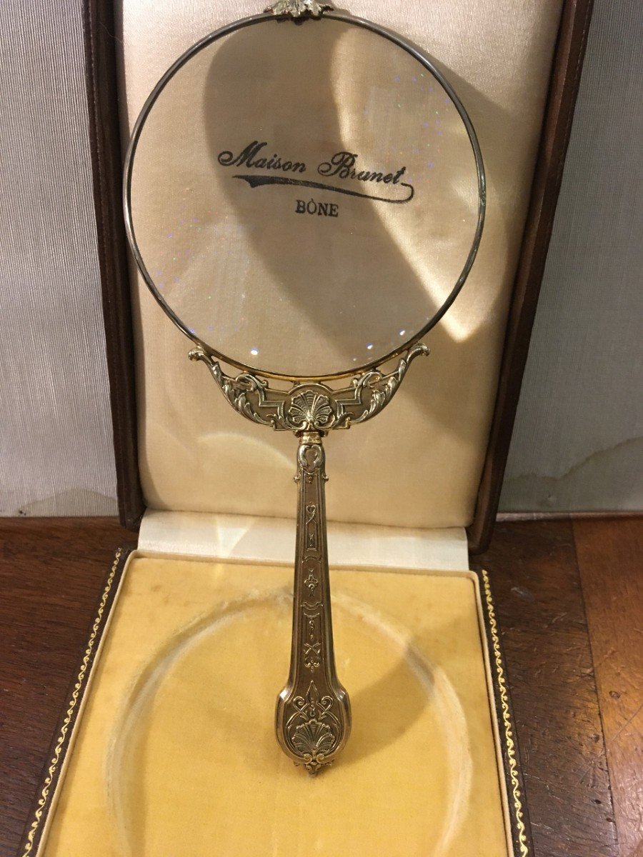 Beautiful Silver Vermeil Magnifying Glass, Regency Style, Early 20th Century-photo-3