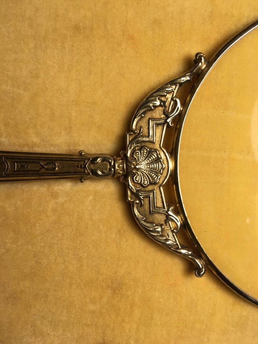 Beautiful Silver Vermeil Magnifying Glass, Regency Style, Early 20th Century-photo-7