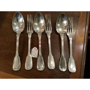 Three Cutlery Model With Nets In Silver 19th Century