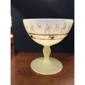 Cup On Stand In Almond Green Opaline XIX Century