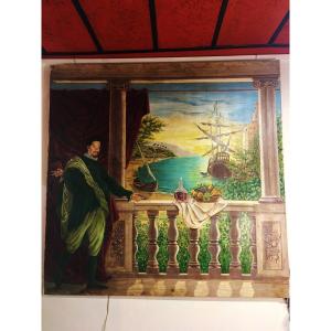 Very Large Hst Painting (christopher Columbus)