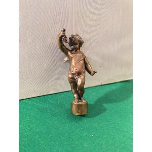 Sceau Cachet En Bronze Putti à La Grappe De Raisin XIXéme