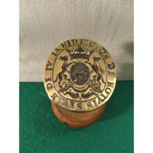 Important Seal Stamp Marquis Coat Of Arms Bronze Matrix 