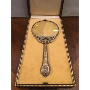 Beautiful Silver Vermeil Magnifying Glass, Regency Style, Early 20th Century