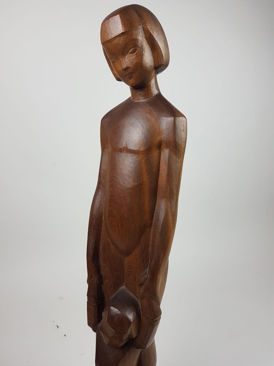 Van Den Meersch Gustave, Carved Wood "maternity" Dated 1929-photo-3