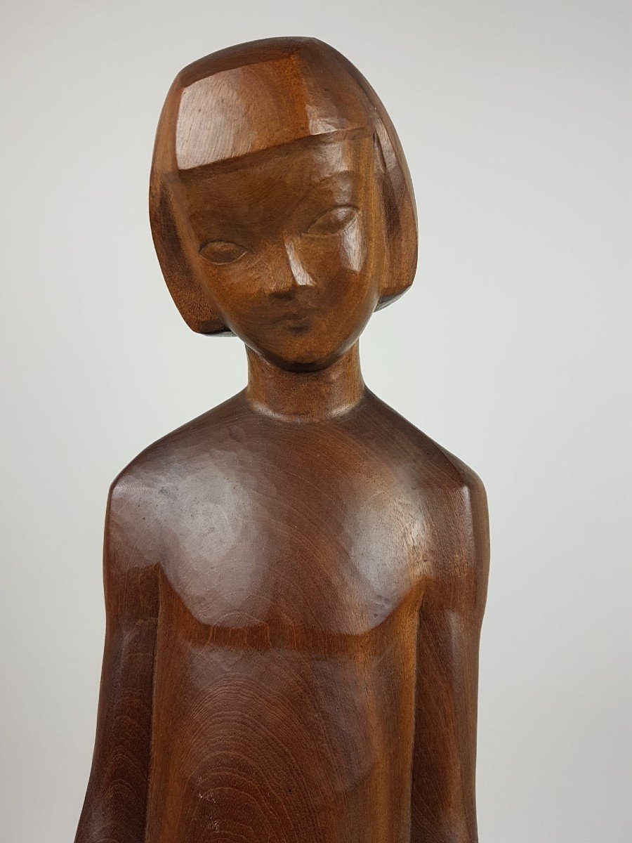 Van Den Meersch Gustave, Carved Wood "maternity" Dated 1929-photo-4