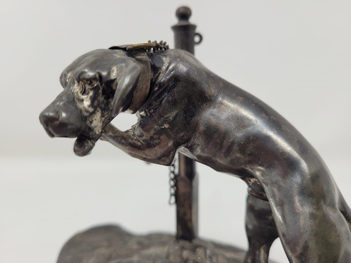 Silver Metal Sculpture - Attached Dog-photo-3