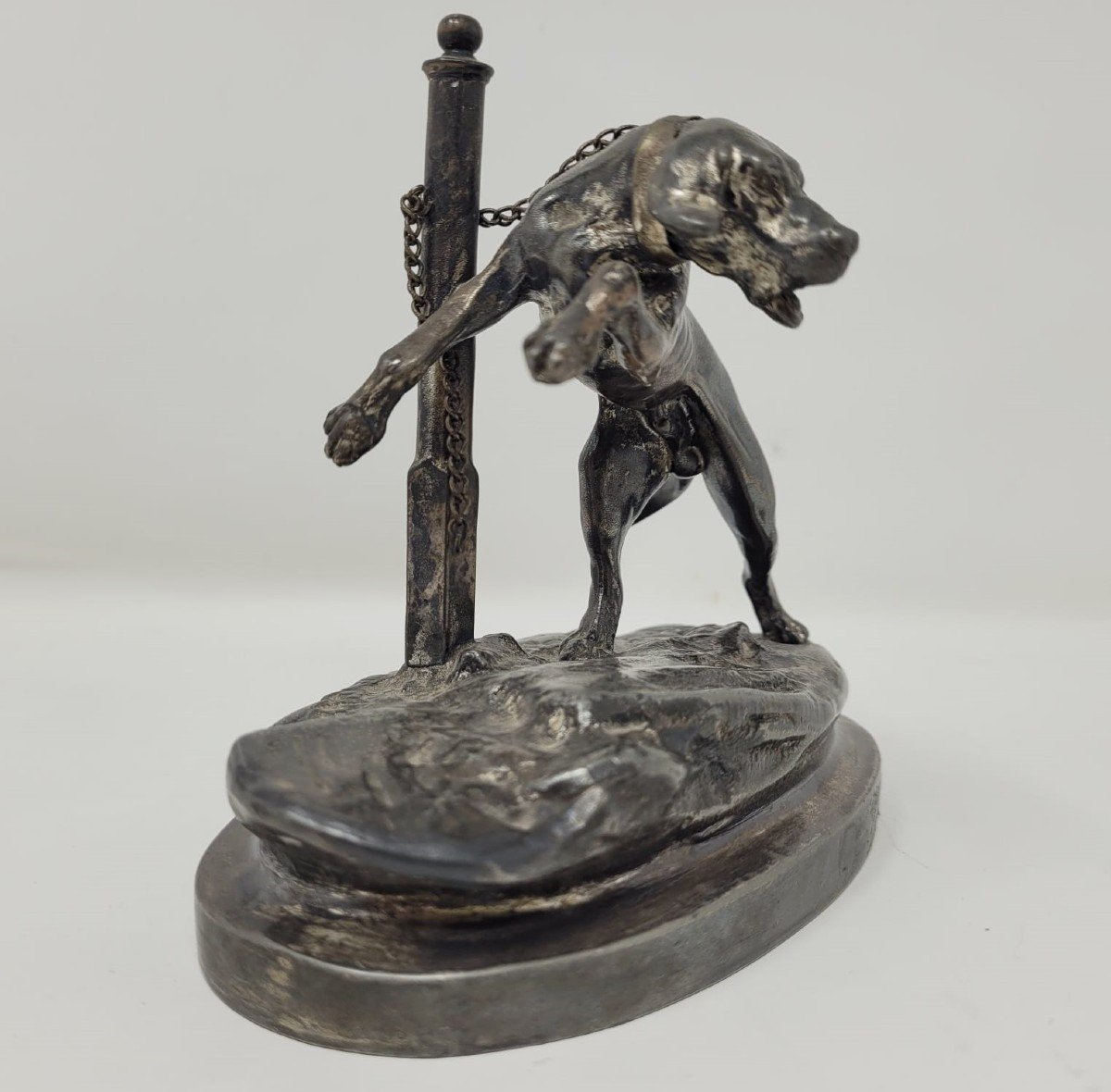 Silver Metal Sculpture - Attached Dog-photo-4