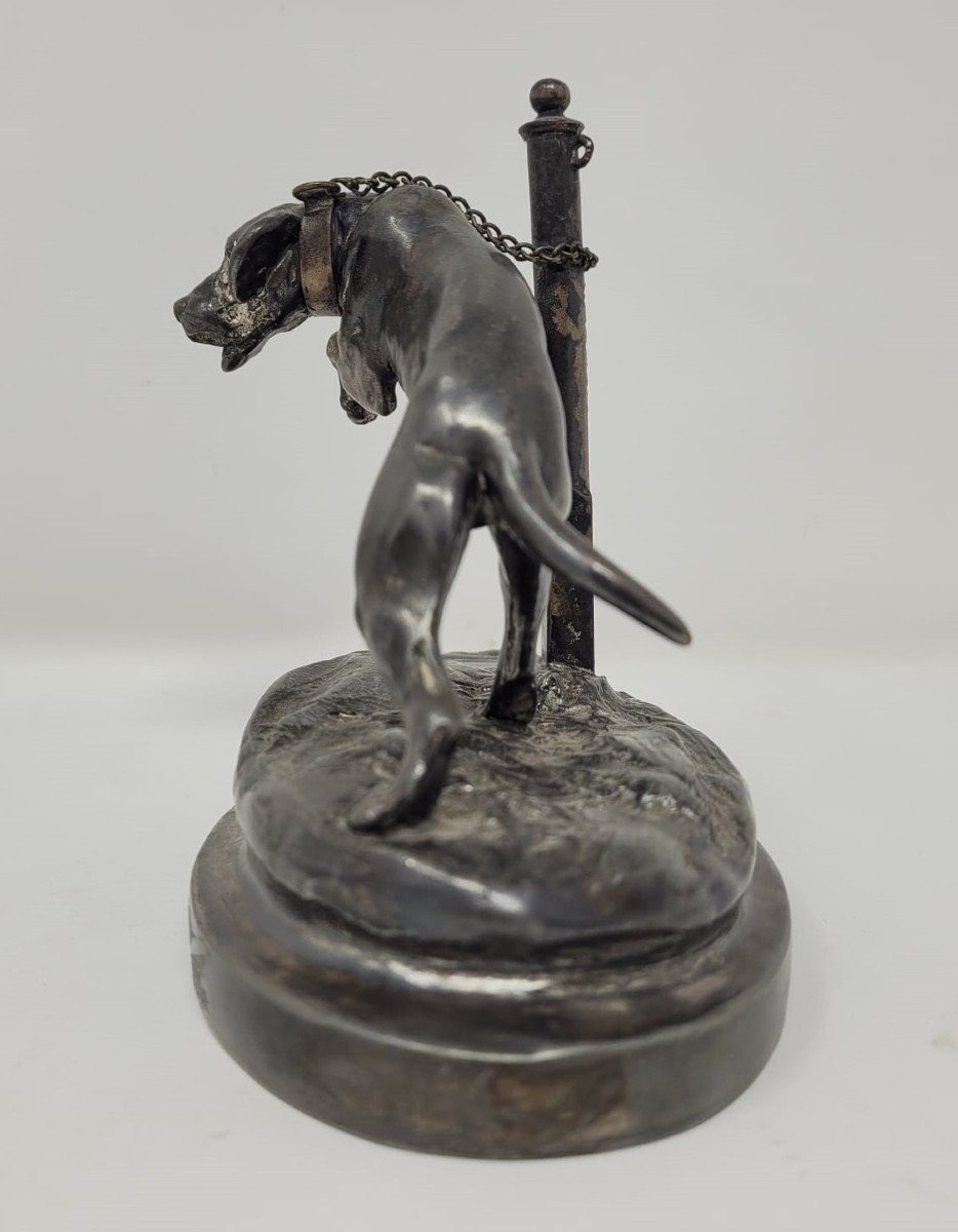 Silver Metal Sculpture - Attached Dog-photo-2