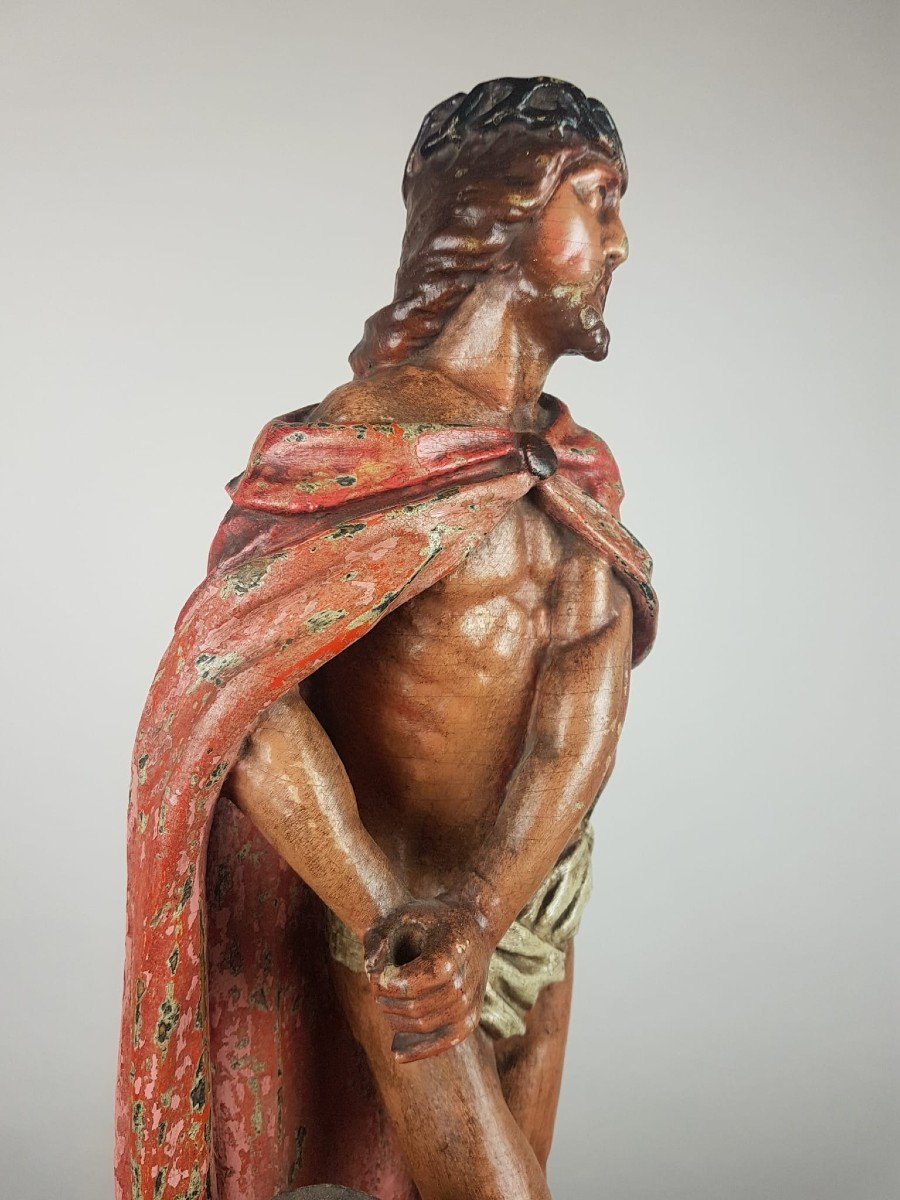 Christ At The Column, Carved And Polychromed Wood, Italy 18th-photo-2