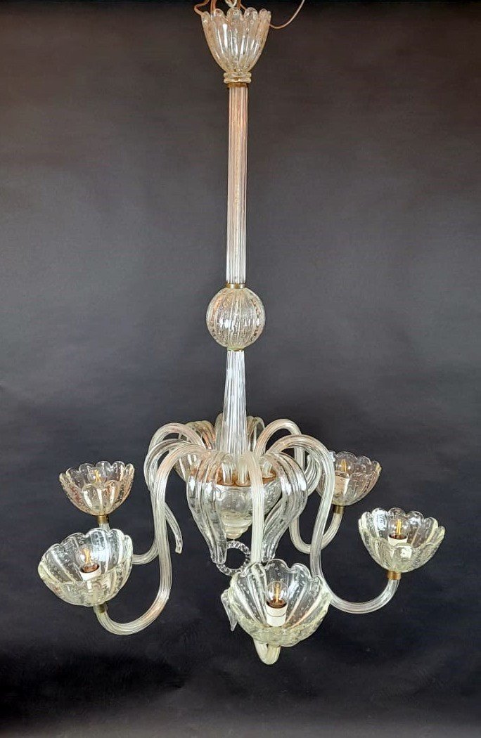 Large Murano Glass Chandelier - 6 Arms Of Light-photo-2