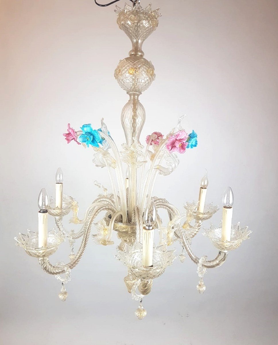 Murano Chandelier With 6 Arms Of Light